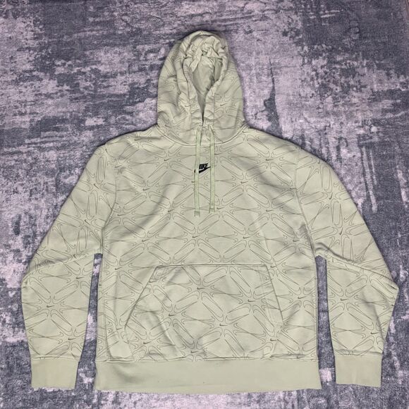 Nike Swoosh Print Embroidered Logo Hoodie Pullover Men's Large Green DM7930-343 - Picture 1 of 10